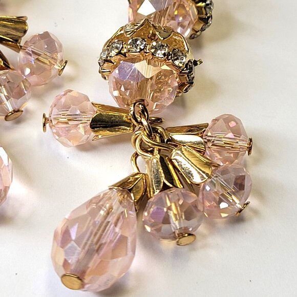 Pink Crystal Tiered Chandelier Earrings - Picture 4 of 9